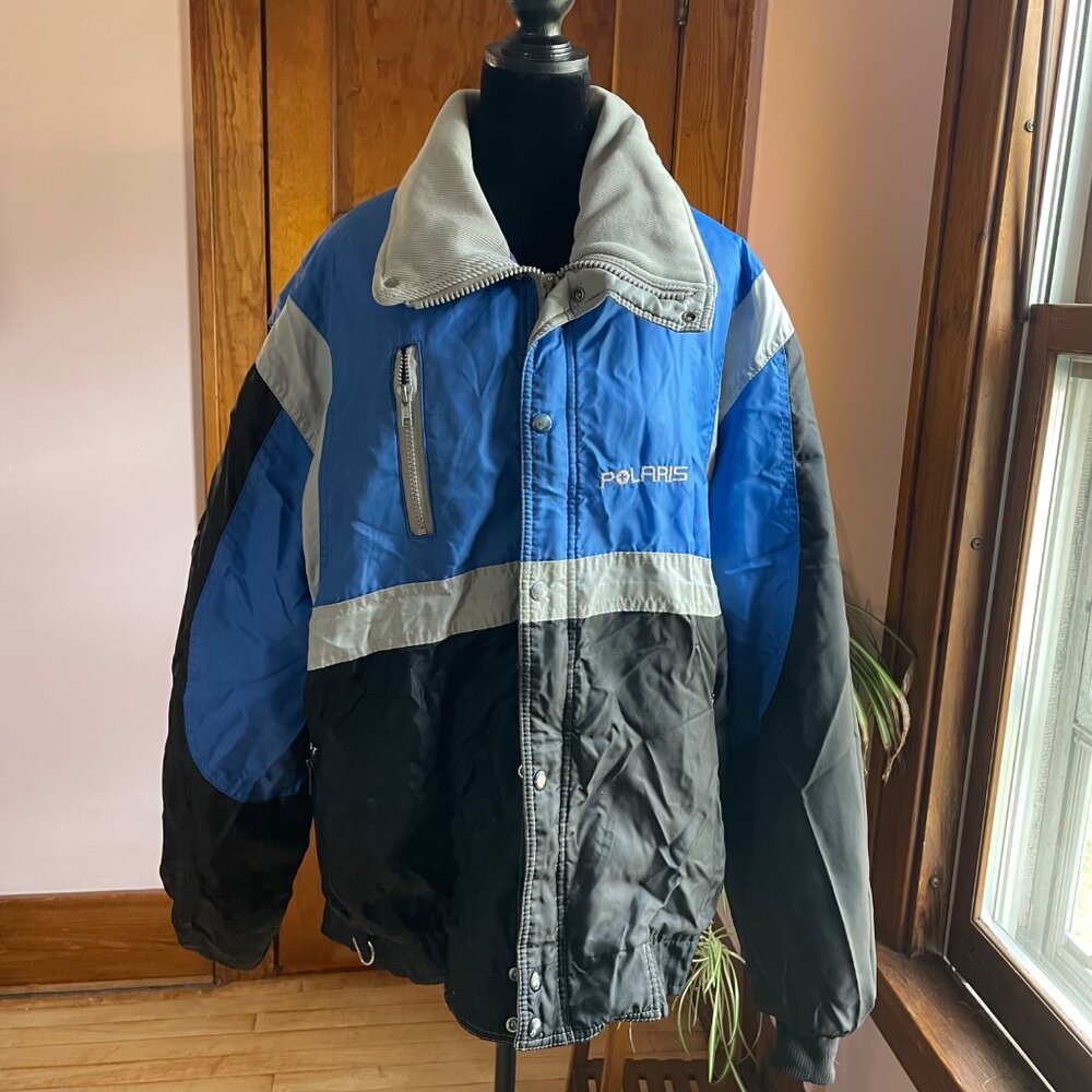 Vintage 90s Polaris Winter Jacket Mens L Blue Black Streetwear Distressed USA